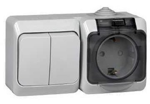 Блок накладной Systeme Electric Этюд розетка 1-м.+выключатель 2-кл. IP44 серый фото Блок накладной Systeme Electric Этюд розетка 1-м.+выключатель 2-кл. IP44 серый картинка